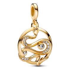 Snake 14k gold-plated medallion with clear cubic zirconia 762301C01