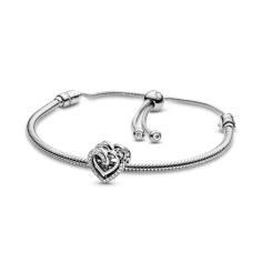Sparkling Entwined Charm   Bracelet Silver Gift Set B801653-28