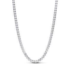Sterling silver choker with clear cubic zirconia and sliding clasp 393806C01-40