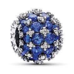 Sterling silver charm with princess blue crystal and clear cubic zirconia 792630C02