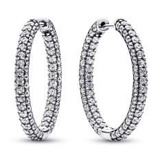 Sterling silver hoop earrings with clear cubic zirconia 293016C01