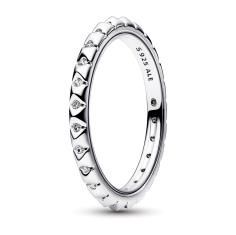 Sterling silver pyramid studded ring with clear cubic zirconia 192800C01-52