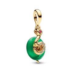 Snake 14k gold-plated dangle with red, clear cubic zirconia and green Murano glass 763617C01