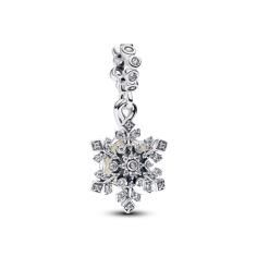Snowflake and star sterling silver double dangle with clear cubic zirconia and aurora lab-grown opal resin 794142C01