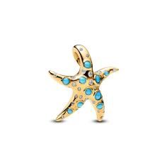Starfish 14k gold-plated dangle with clear cubic zirconia and capri blue crystal 763818C01