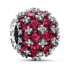 Sterling silver charm with cherries jubilee red crystal and clear cubic zirconia 792630C03