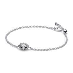 Sterling silver bracelet with clear cubic zirconia and sliding clasp 593001C01-16