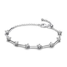 Sterling silver bracelet with clear cubic zirconia and sliding clasp 593009C01-18
