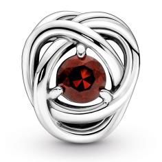 Sterling silver charm with salsa red crystal (January) 790065C06