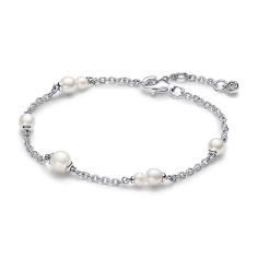 Sterling silver bracelet with white treated freshwater cultured pearl and clear cubic zirconia 593172C01-18