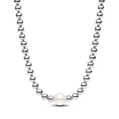 Sterling silver collier with white treated freshwater cultured pearl and cubic zirconia 393176C01-45
