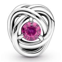 Sterling silver charm with phlox pink crystal (October) 790065C05