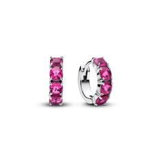 Sterling silver hoop earrings with phlox pink crystal 293851C02