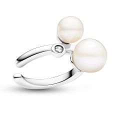 Sterling silver ear cuff with white treated freshwater cultured pearl and clear cubic zirconia 293151C01