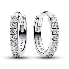 Sterling silver hoop earrings with clear cubic zirconia 293015C01