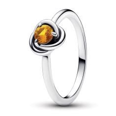 Sterling silver ring with honey coloured crystal 192993C11-52