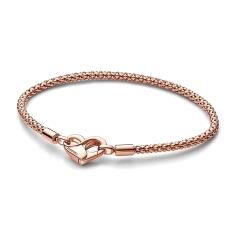 Studded chain 14k rose gold-plated bracelet with heart clasp 582731C00-18