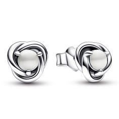 Sterling silver stud earrings with white bioresin man-made mother of pearl 292335C03