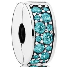 Teal Shinning Elegance Silver Spacer Clip w Teal CZ 791817MCZ