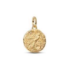 Swallow 14k gold-plated medallion with clear cubic zirconia 764082C01