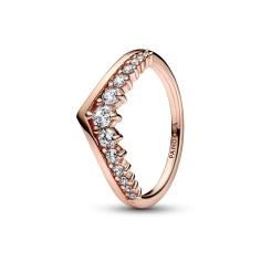 Wishbone 14k rose gold-plated ring with clear cubic zirconia 182320C01-52
