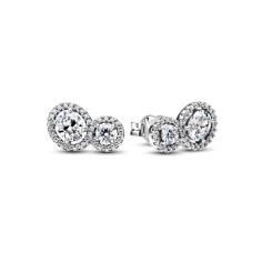 Sterling silver stud earrings with clear cubic zirconia 293774C01