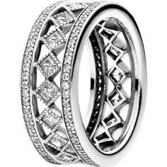 Vintage Fascination Silver Ring Band w CZ 191007CZ-52