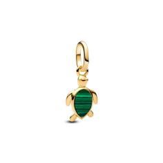 Turtle 14k gold-plated mini dangle with imitation malachite 763823C01