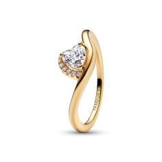 Wave heart 14k gold-plated ring with clear cubic zirconia 163660C01