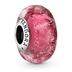 Wavy Pink Murano Silver Charm w Pink Murano Glass 798872C00