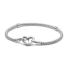 Studded chain sterling silver bracelet with heart clasp 592453C00-19