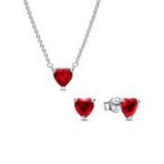 Timeless Red Heart Necklace and Earring Gift Set B802000