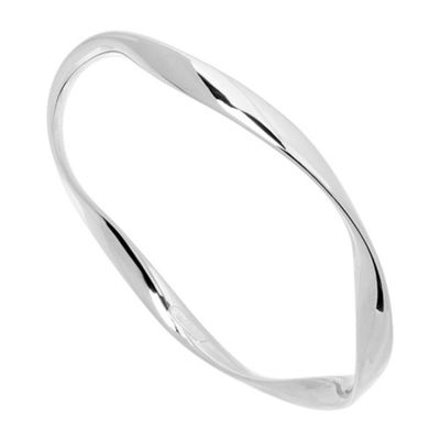 Large Garden of Eden Bangle - Sterling Silver 6mm twisted ribbon hollow tube bangle, 65mm diametre. Antitarnish