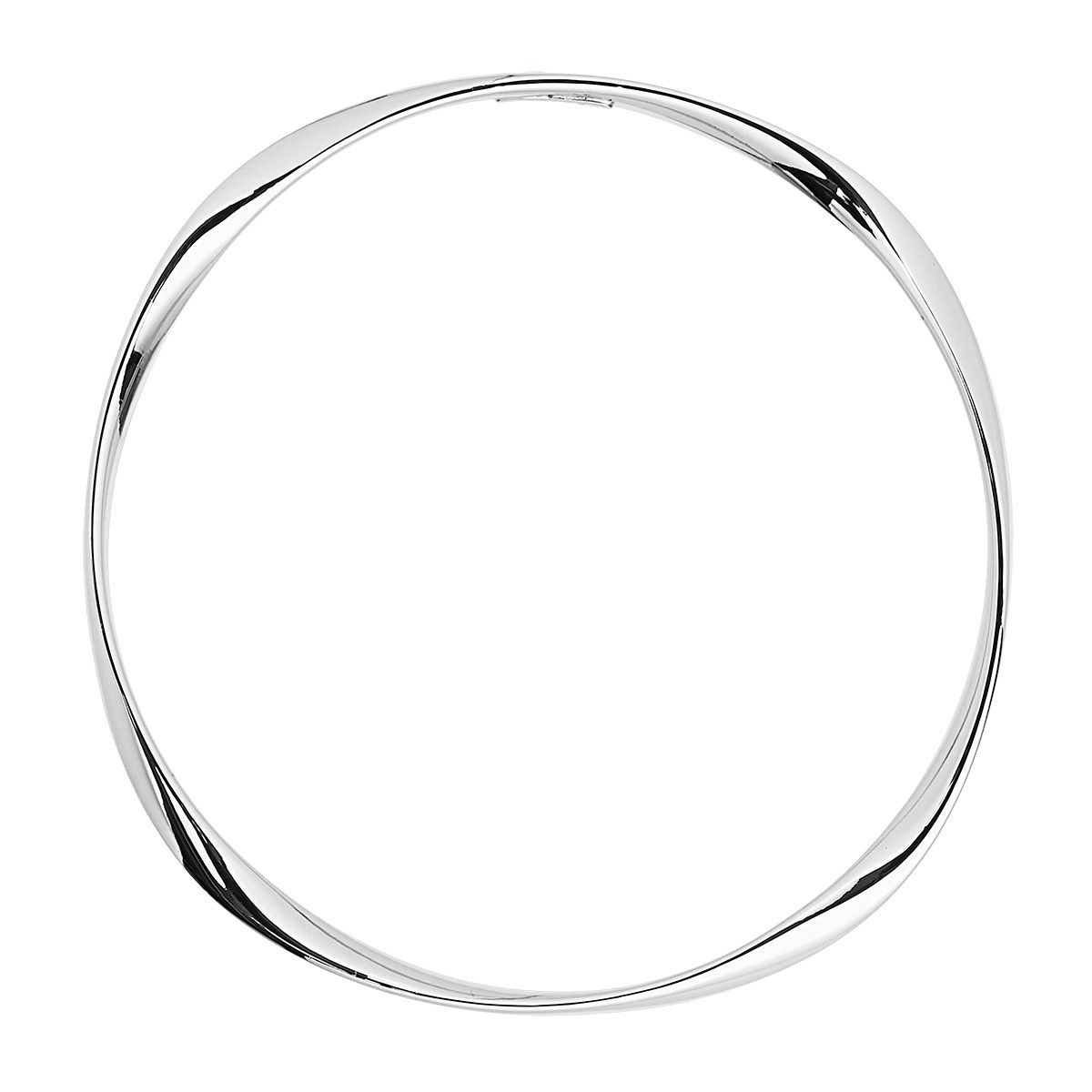 3.8mm twisted ribbon hollow-tube, silver bangle, 68mm inner diam, antitarnish B5136-68