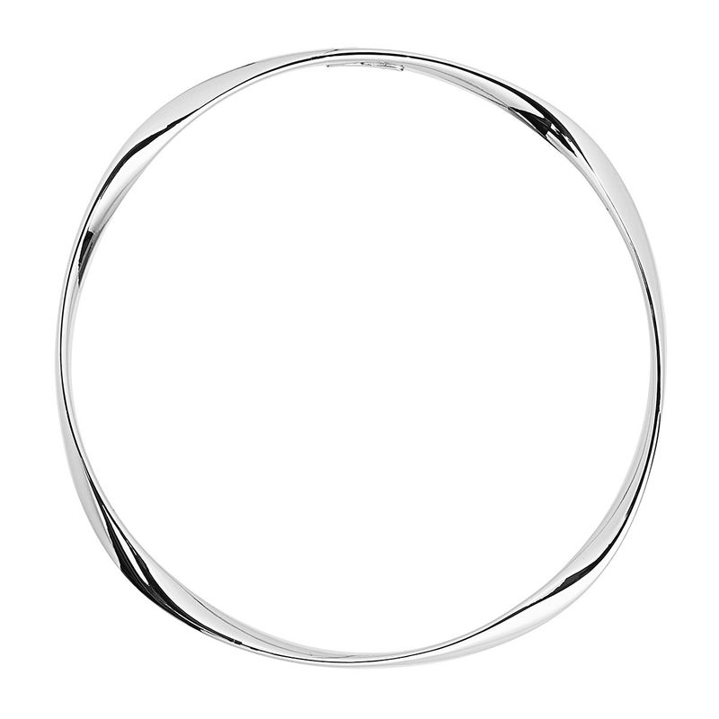 3.8mm twisted ribbon hollow-tube, silver bangle, 68mm inner diam, antitarnish B5136-68
