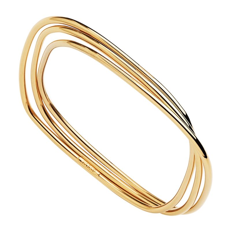 3 x interlinked 2.4mm, yell gold(14k 1mc) hollow bangles in rounded square shape, 65mm inner diam, antitarnish B7201