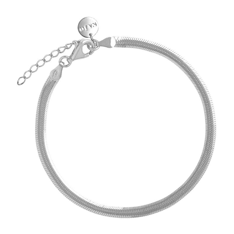 3.8mm double-sided silver serpent chain bracelet, 18.5cm+3cm extension, antitarnish B7232
