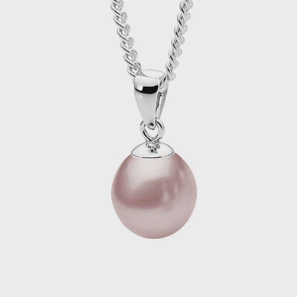 Moon Pendant - S/silver, Pink 9-9.5mm