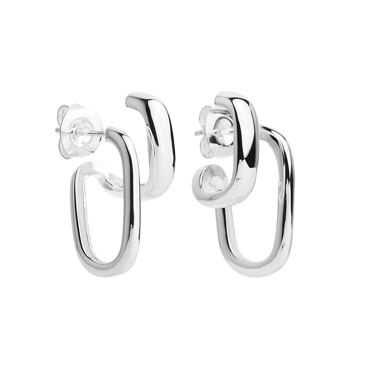 E7084 NAJO  10 x 24mm double hoop illusion, silver stud earring