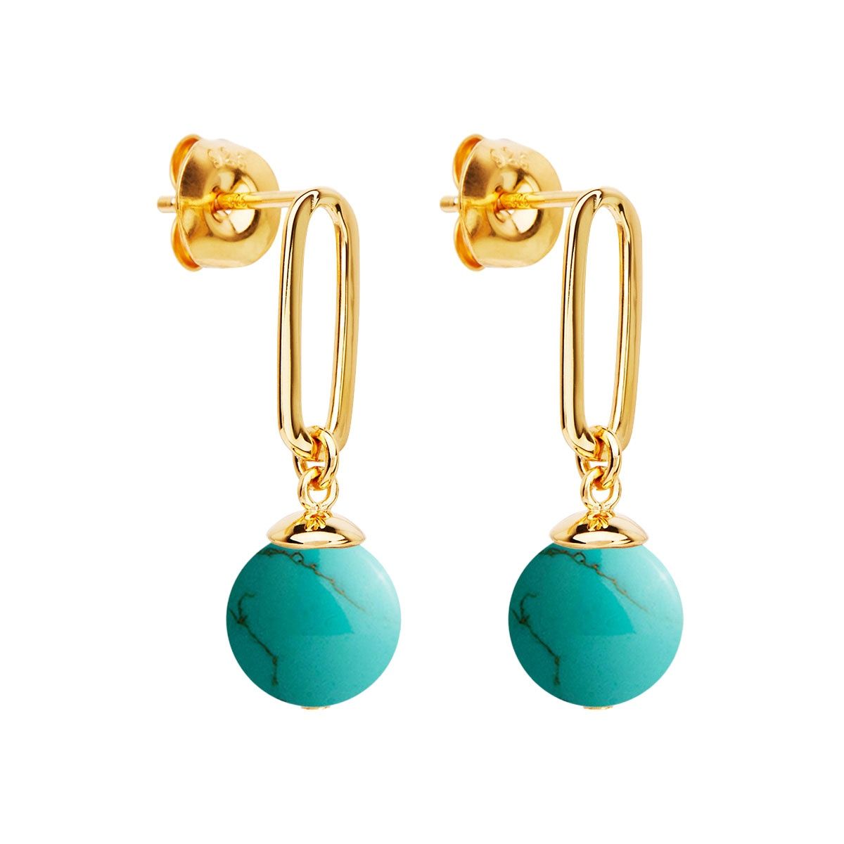 Najo The Enchantress Yellow gold Turquoise Drop Stud Earrings E7198