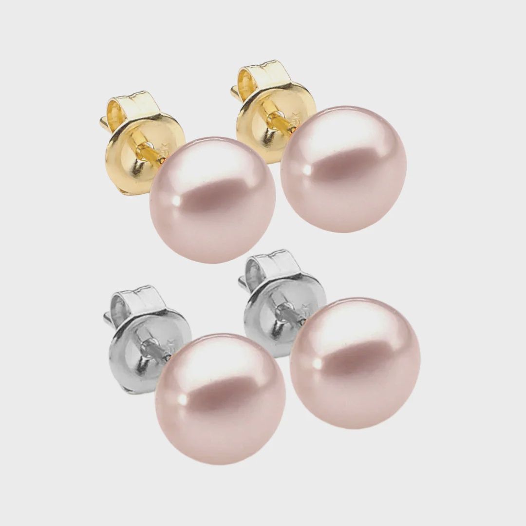 Luna Studs - S/silver, Pink 5-5.5mm