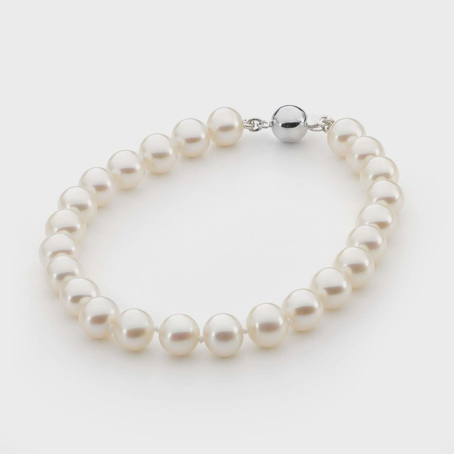 Annie Bracelet - S/silver, White 5-5.5mm
