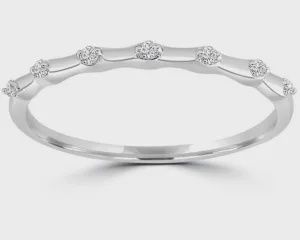 9ct White Gold Ring with 0.05CT HI I1 DIAMONDS