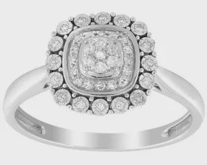 9ct White Gold Ring with Diamonds 0.15CT HI I1