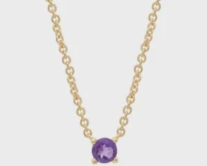 9ct Yello Gold Purple Amethyst Necklace C law set, 40-45cm
