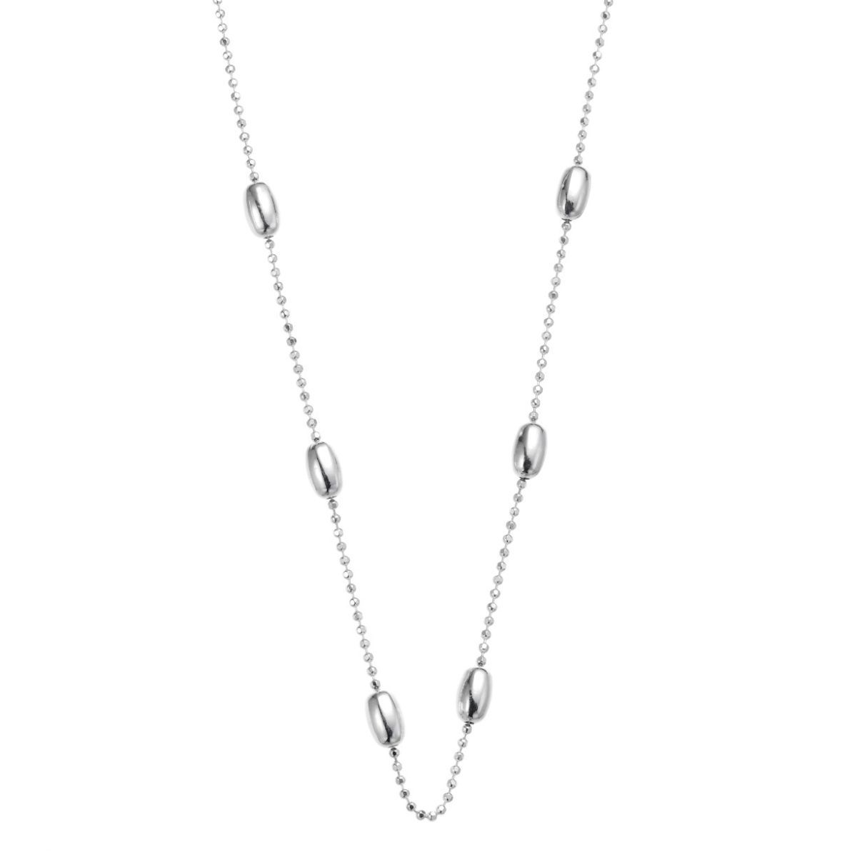 45cm silver diam-cut 1mm ball chain with 4x6mm oval beads around, antitarnish N3223-45