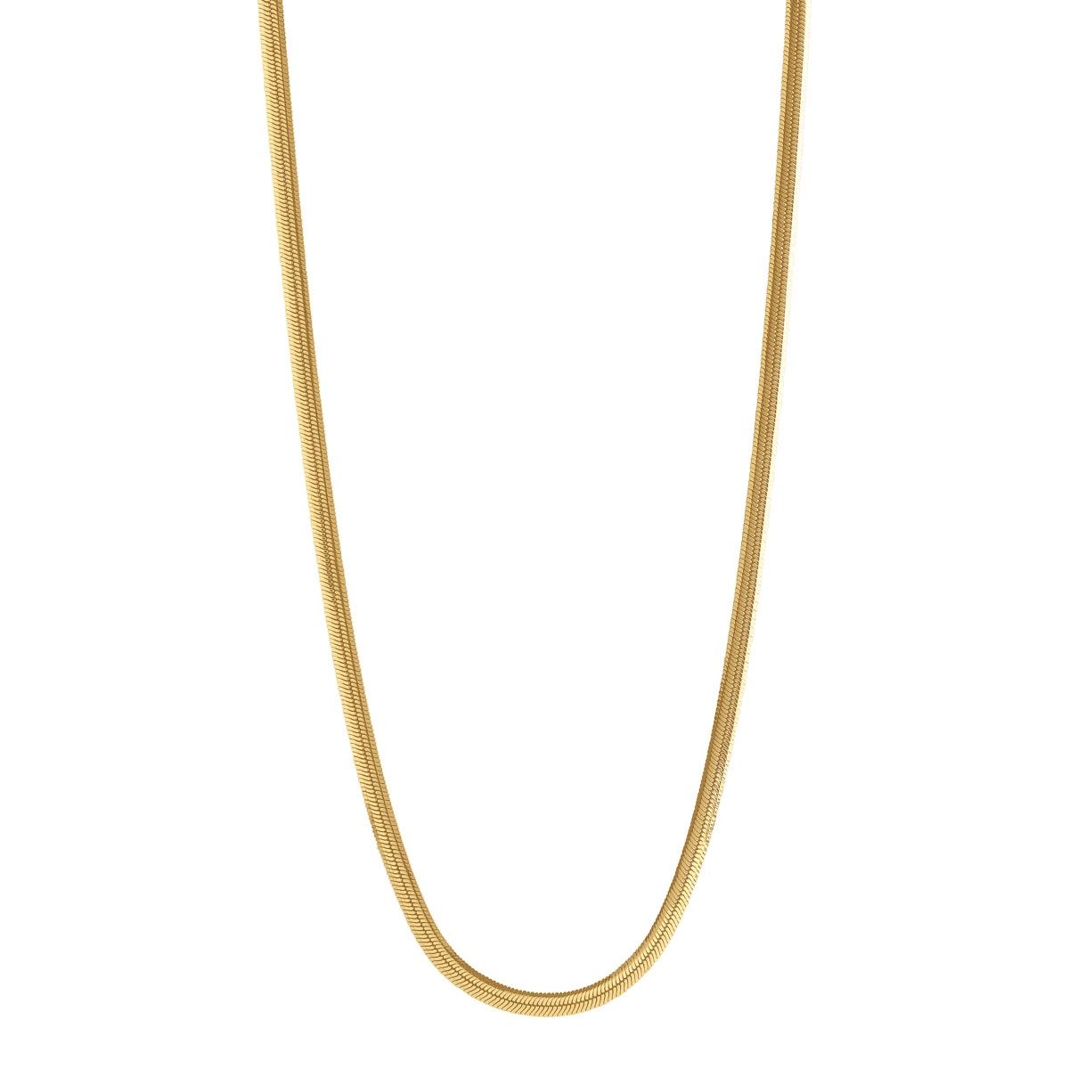 3.8mm double-sided yell gold (14k 2mc) plated silver serpent chain necklace, 45cm + 5cm ext chain, antitarnish N7233