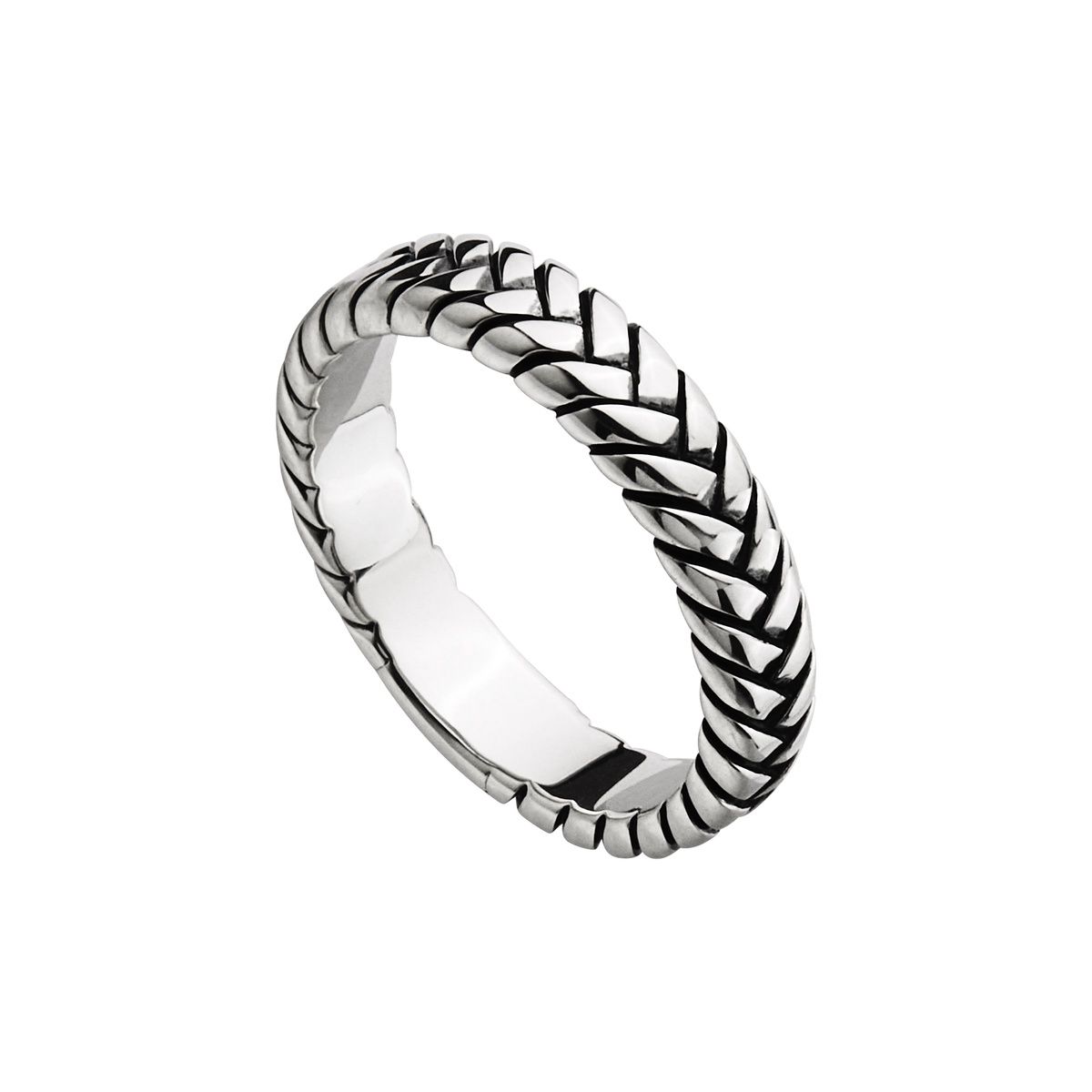 mens 5mm solid oxidised silver band with woven pattern SIZE 10 R9006-10