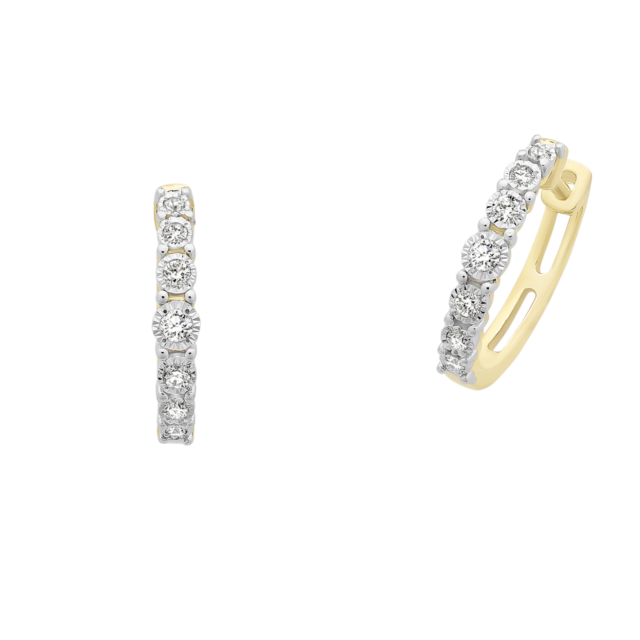 9ct Gold Diamond Huggie Earrings M3050