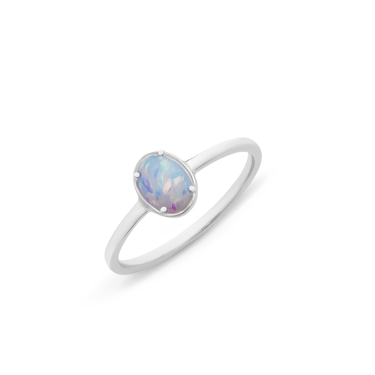 Sterling Silver Created Opal Ring M2953
